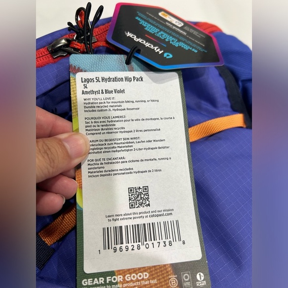 Cotopaxi Lagos 5L Hiking Hydration Hip Pack Amethyst Blue Violet NWT Sling Bag - Picture 11 of 12